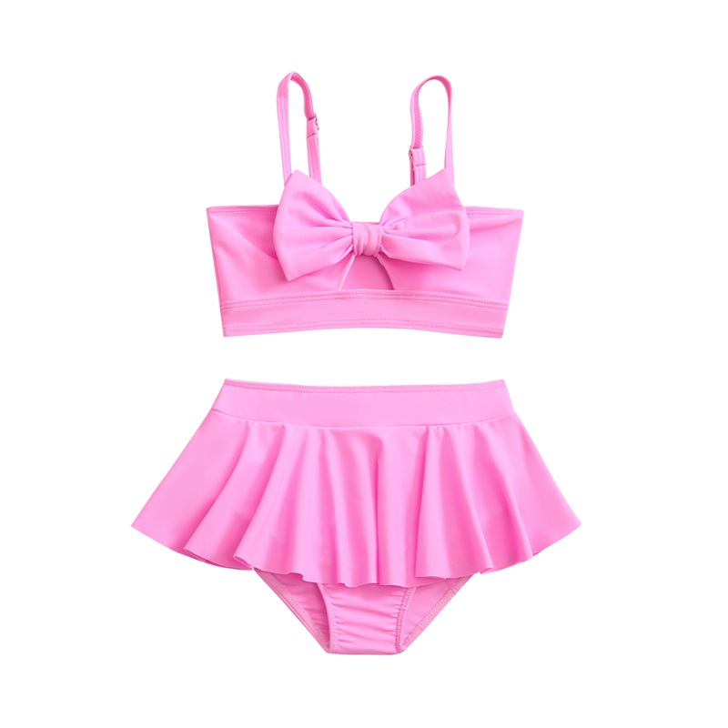 Maillot de bain trois pièces pour enfants Mother&Kids Maillot de bain jupe à volants avec nœud mignon pour filles_voghion.com