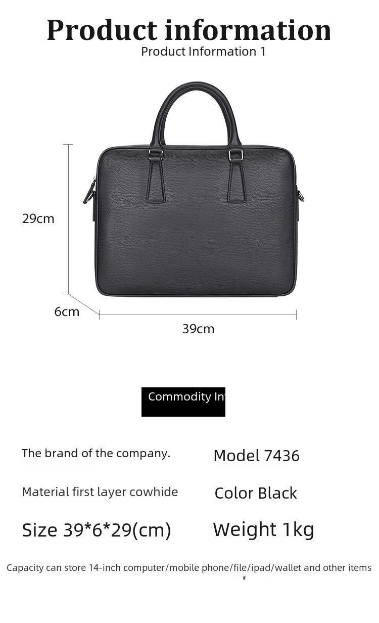 Cameda new men's handbag first layer cowhide business computer bag genuine cowhide shoulder a4 business trip briefcase_voghion.com