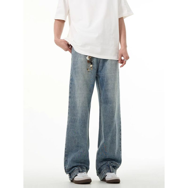 Prodotti Premium Jeans stile americano con design High Reverse, pantaloni larghi e dritti invertiti da uomo, stile Hiphop Explosive Street_voghion.com