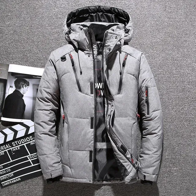 Chaquetas de invierno para hombre | Abrigo de plumón de ganso blanco de 20 grados - Cortavientos grueso y cálido para la nieve_voghion.com