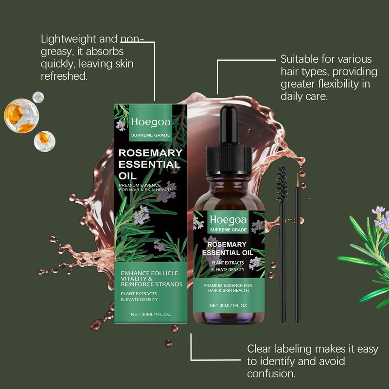 HOEGOA Rosemary Essential Gentle Nourishing Smooth Scalp Massage Daily Hair Care Essence Oil_voghion.com