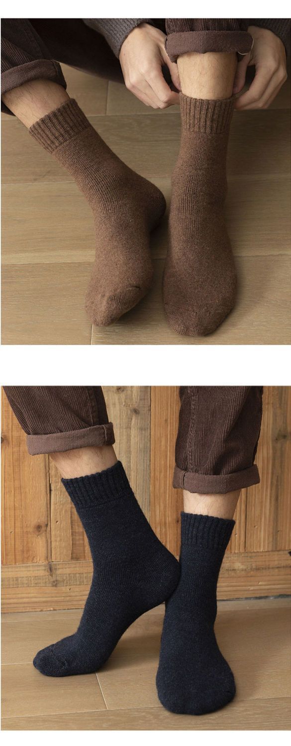 5 Pairs Of Men's Deodorant Long Socks For Winter Warmth, Thickened And Velvet Socks, Medium Tube Socks, Winter Socks_voghion.com