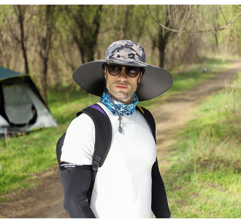 12CM Sun Protection Hat For Men To Cover Their Face Insect And Sand Proof Outdoor Hiking Large Brim Sun Protection Fisherman Hat For Women_voghion.com