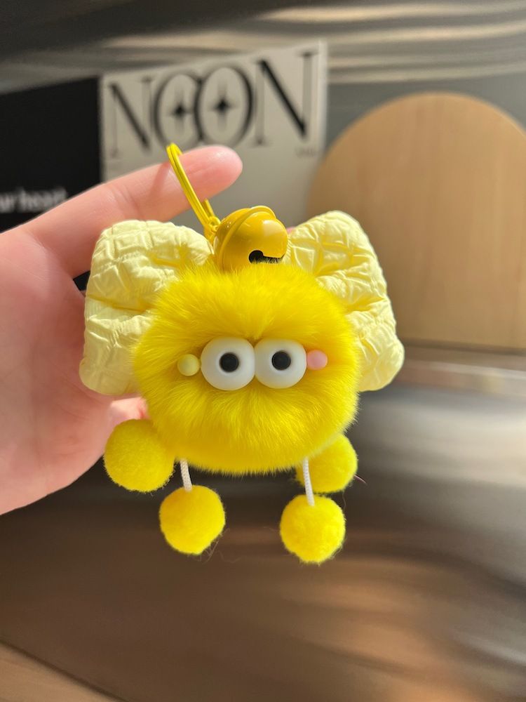 Niedliche Imitation Rex Kaninchen Haarschleife Kleine Briketts Plüsch Tasche Anhänger Auto Schlüsselanhänger Anhänger_voghion.com