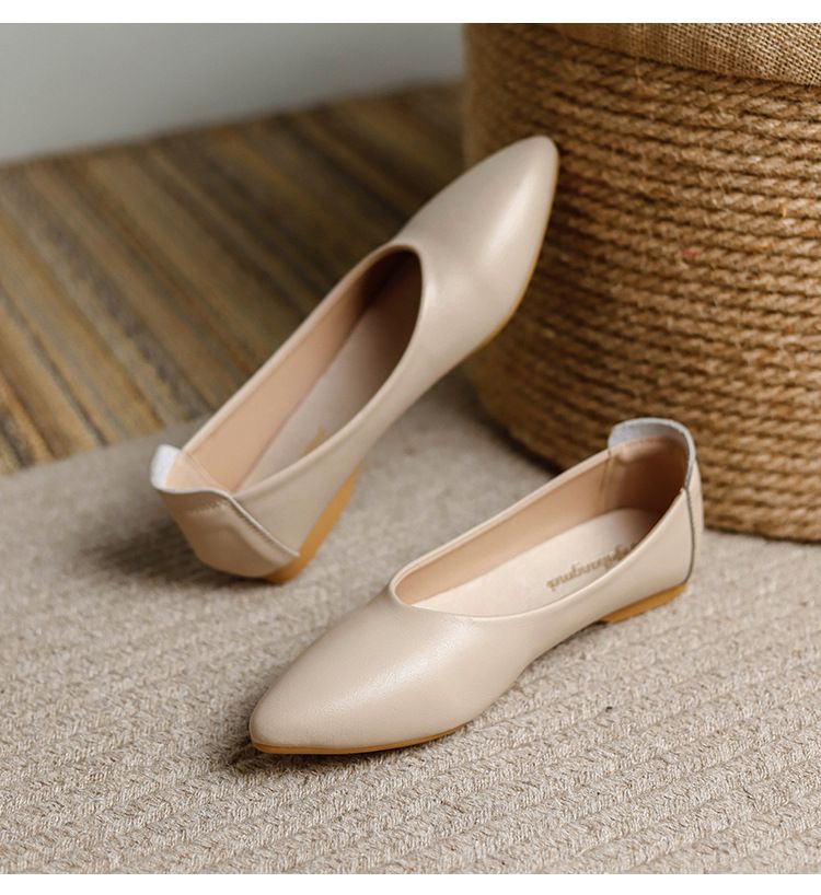 Spitz Flache Schuhe Für Frauen 2024 Sommer Neue Stil Flacher Mund Weiche Sohle Echtes Leder frauen Schuhe Weiche Leder bequeme Mokassins_voghion.com