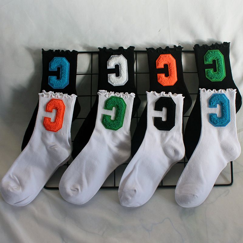 Socks New Style Fungus Lace Women's Socks Plush Big C Socks Women's High Elastic Student Sports Mid Tube Socks Sweat Absorbent Cotton Socks Trendy_voghion.com