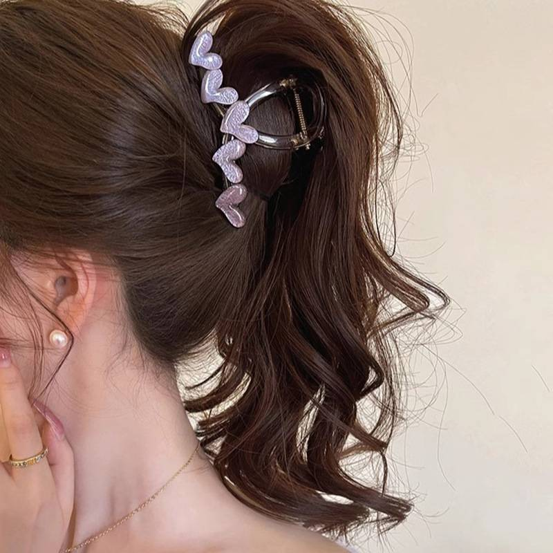 Modischer Herz-Klemmclip für Frauen, großer Premium-Sinn-Clip für Kopfbedeckungen, Haarnadel, Temperament, Haar-Haifisch-Clip_voghion.com