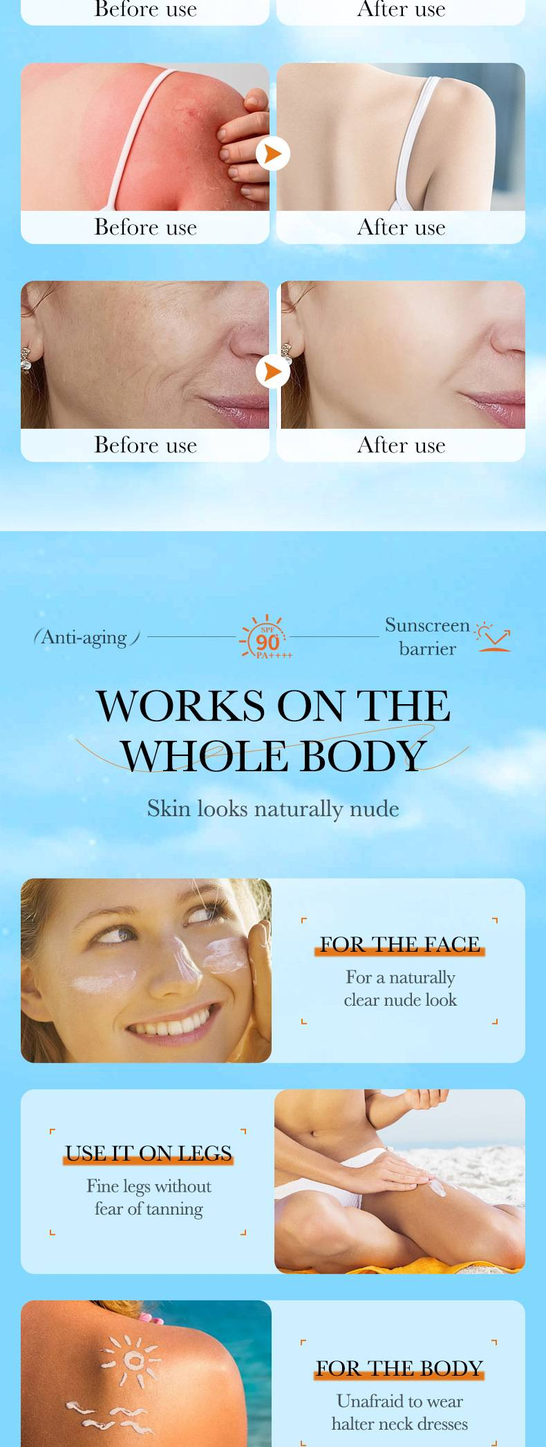 Anti-aging solcreme til kroppen Forfriskende UV-beskyttende solcreme_voghion.com