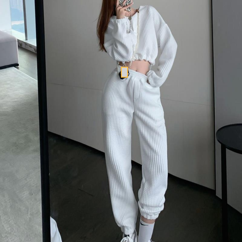 Women's Clothing Autumn and winter lazy style high waist short sweater women's two piece suit ins design sense of fashion long sleeve suit_voghion.com