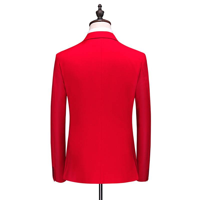 Men's Clothing large size suit three piece double breasted solid color hollow business casual suit_voghion.com