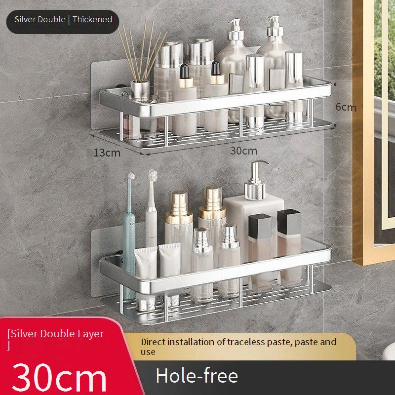 No-Drill Wall Mounted Bathroom Organizer Waterproof Shelf For Shower Toilet Vanity Adhesive Storage Rack For Towels Cosmetics Toiletries_voghion.com