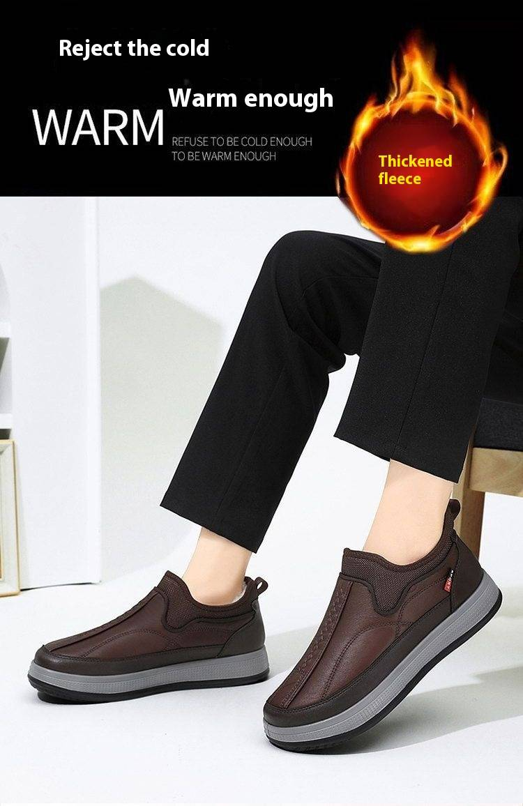 Winter Men Plus Velvet Thick Sheep Wool Dad Shoes Leather Waterproof Non Slip Elderly Shoes Men_voghion.com