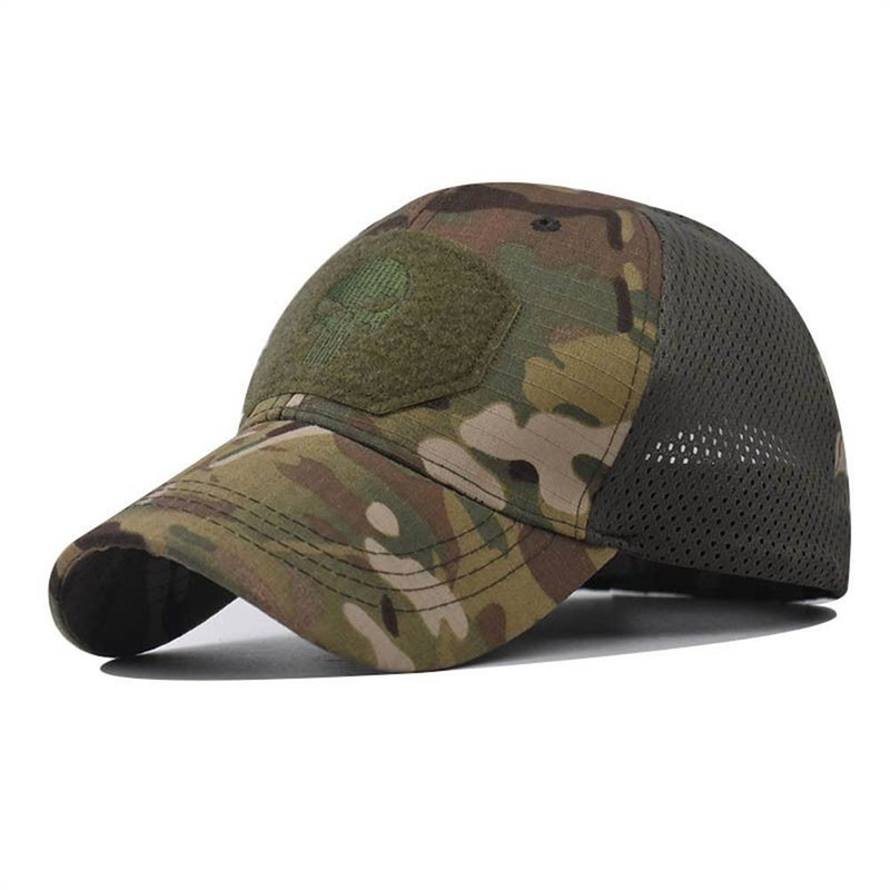 Skull Net Baseball Cap Mens Tactical Operator Cap Fits Outdoor Breathing Cap_voghion.com