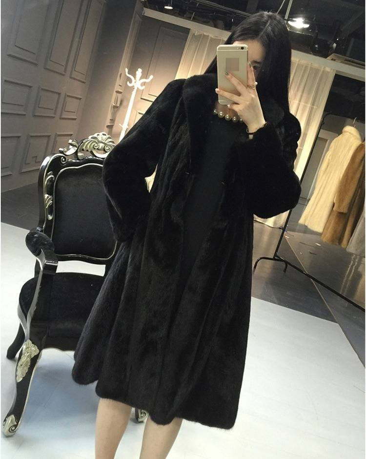 Cappotto lungo in pelliccia sintetica da donna, vestibilità slim, caldo e invernale, in velluto di visone di lusso_voghion.com