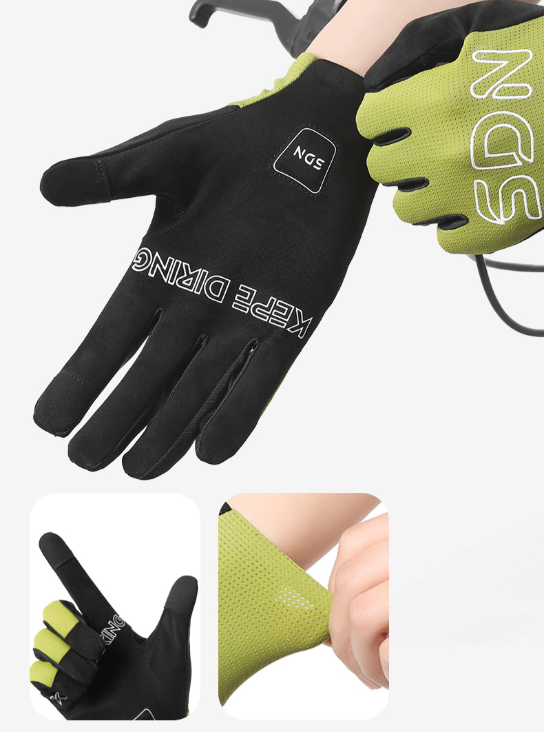 Herren-Fahrradhandschuhe, Eisseide, Sonnenschutz, atmungsaktives Mesh, Fahrrad, elastisch, rutschfest, lange Finger, Fitnesshandschuhe, Touchscreen_voghion.com