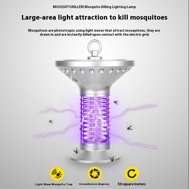 Solar-Powered Mosquito Killer Lamp For Outdoor Use - Waterproof LED Bug Zapper For Garden, Patio, And Yard Eco-Friendly Insect Trap With Hanging Ring_voghion.com