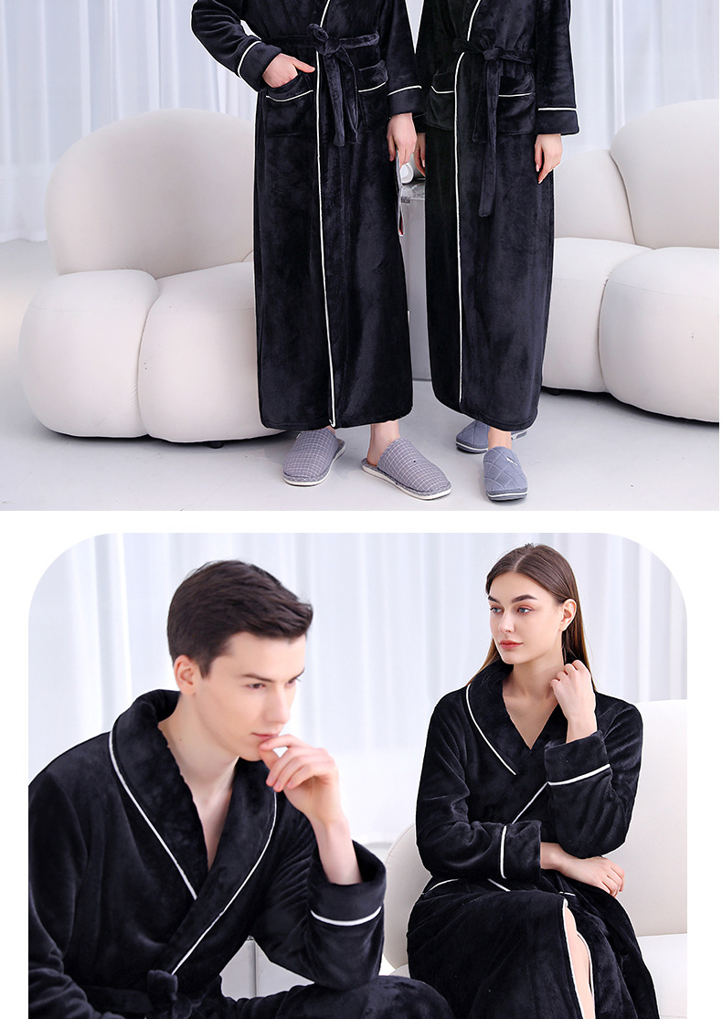 Unterwäsche & Nachtwäsche Herbst und Winter Extra langer und dicker Flanellmantel für Männer und Frauen, extra großer Bademantel aus Korallenvlies_voghion.com