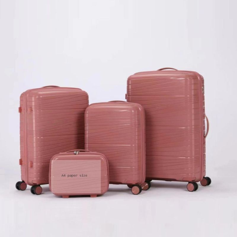 Juego de 4 maletas de polipropileno con cierre de cremallera y ruedas giratorias (13" + 20" + 24" + 28") – Maletas de viaje ligeras y resistentes a los arañazos_voghion.com