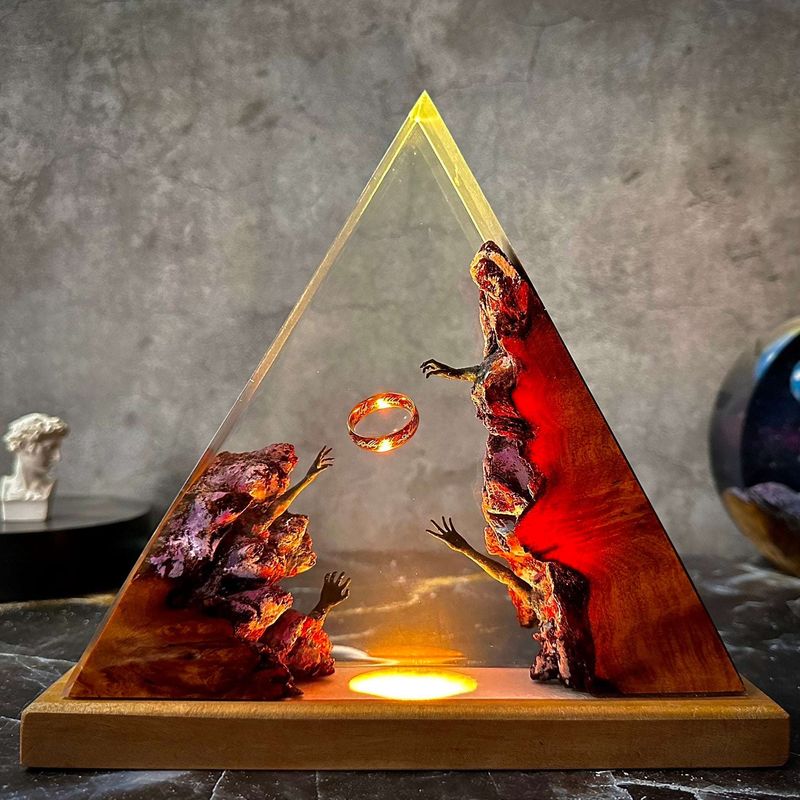 The Lord Of The Rings Epoxy Wooden Night Handmade Home Decoration Ocean Resin Light Boyfriend's Gift_voghion.com