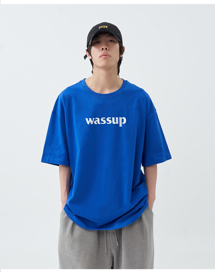 WASSUP HEODS Hip-Hop-Sommer-T-Shirt aus reiner Baumwolle, 280 g schwer, kurzärmelig für Herren_voghion.com