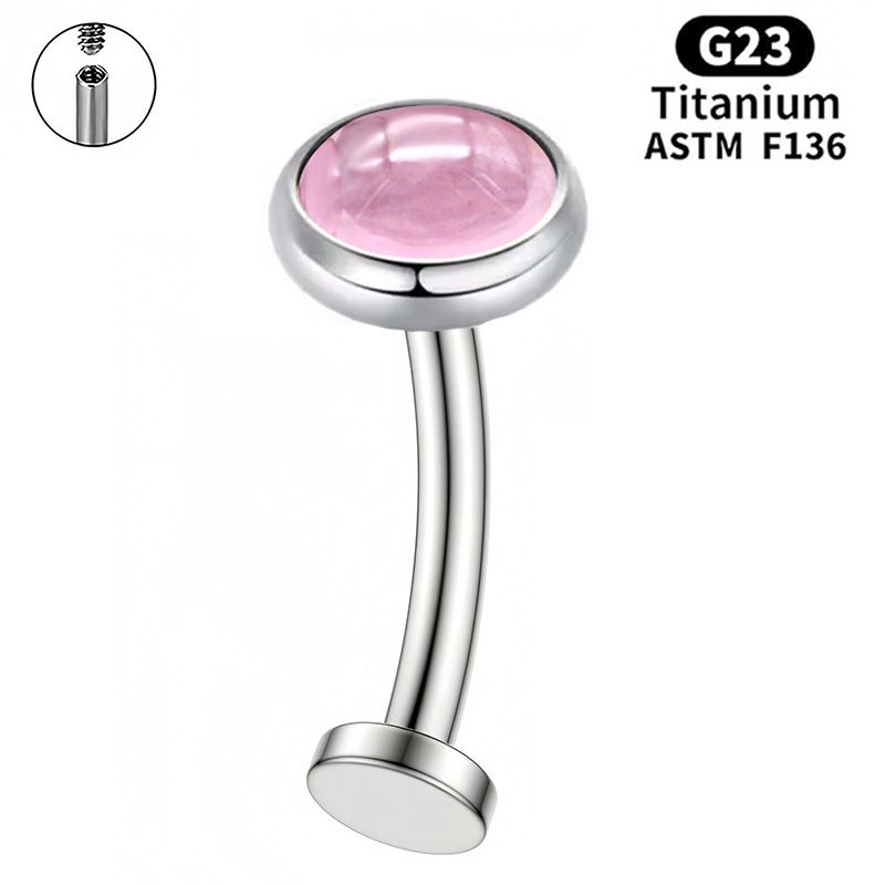 Anello per ombelico piatto con asta curva in lega G23 e zircone F136, gioielli per piercing in titanio puro all'ingrosso_voghion.com