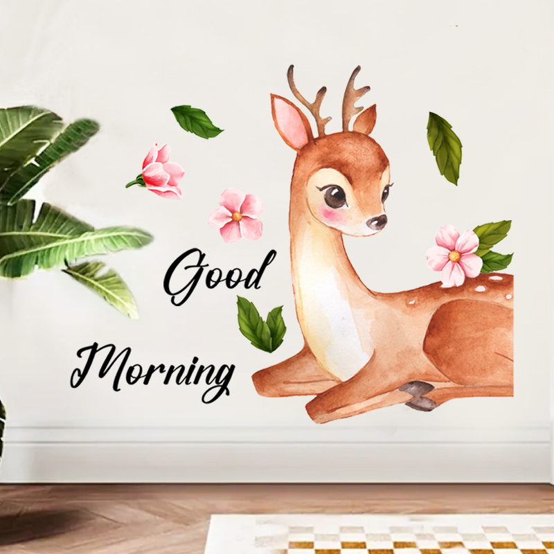 Cartoon gefleckte Hirsche selbstklebende PVC N1912 Wohnzimmer Schlafzimmer Hintergrund Dekoration Wandaufkleber_voghion.com