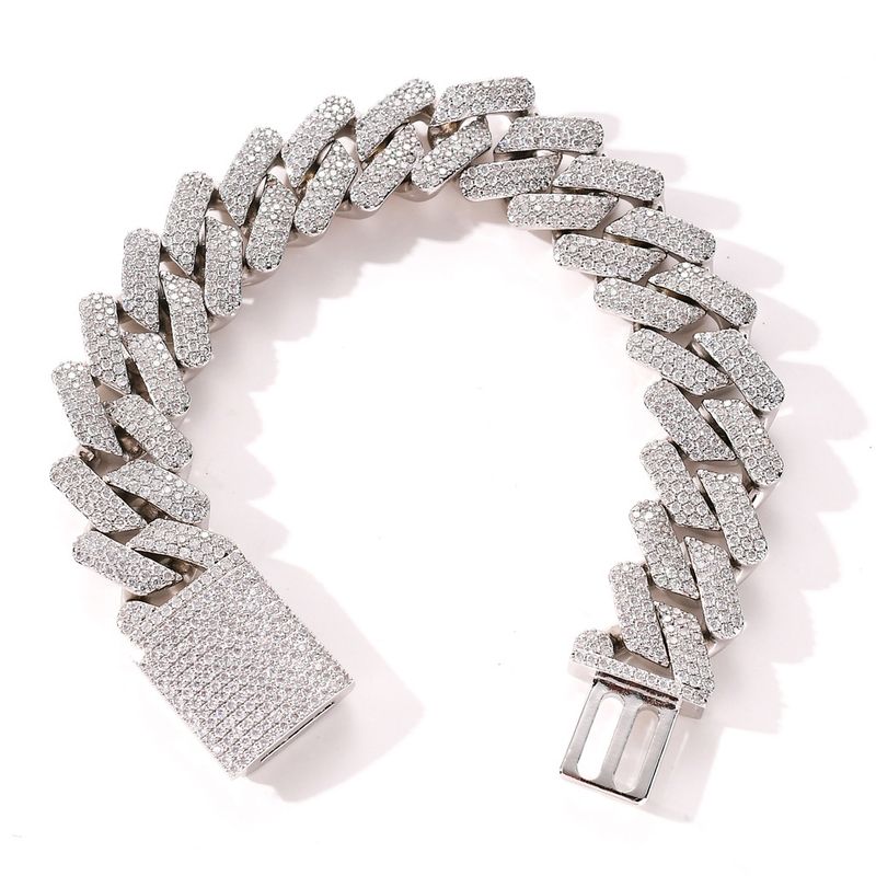 Pulseira masculina hip hop banhada a ouro real de 20 mm com corrente cubana sólida e fecho grande de zircônia_voghion.com