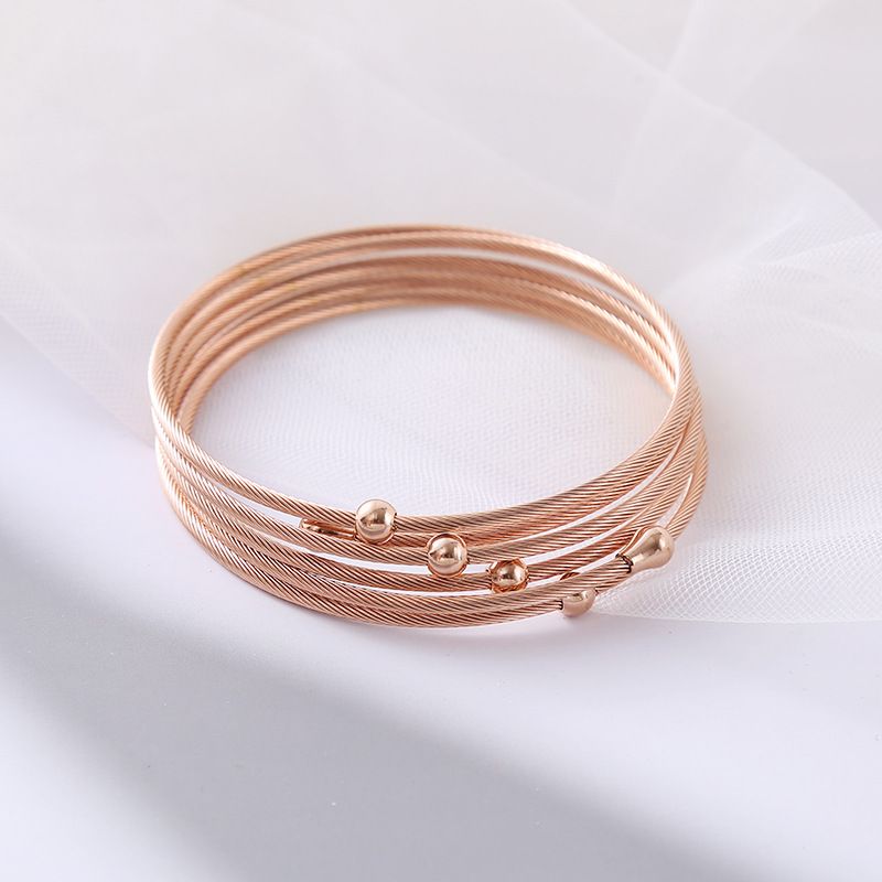 Exaggerated Versatile Stainless Wire Braided Twist Fashion Multi-layer Coiled Circle Women's Titanium Steel Bracelet_voghion.com