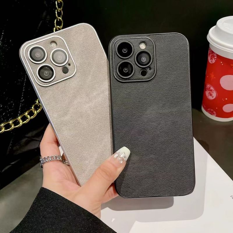 Koreanischer Stil Nische Einfarbiges Denim-Muster Geeignet für iPhone 15 16 Pro Max Telefonhülle Seitenkante 14 Einfach_voghion.com