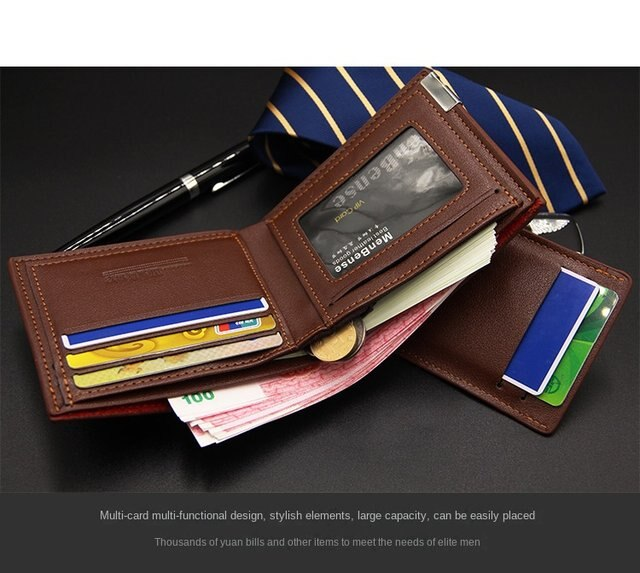 New Men's Wallet Short Multi-function Fashion Casual Draw Card Wallet Card Holders for Men Cardholder Bags with Free Shipping_voghion.com