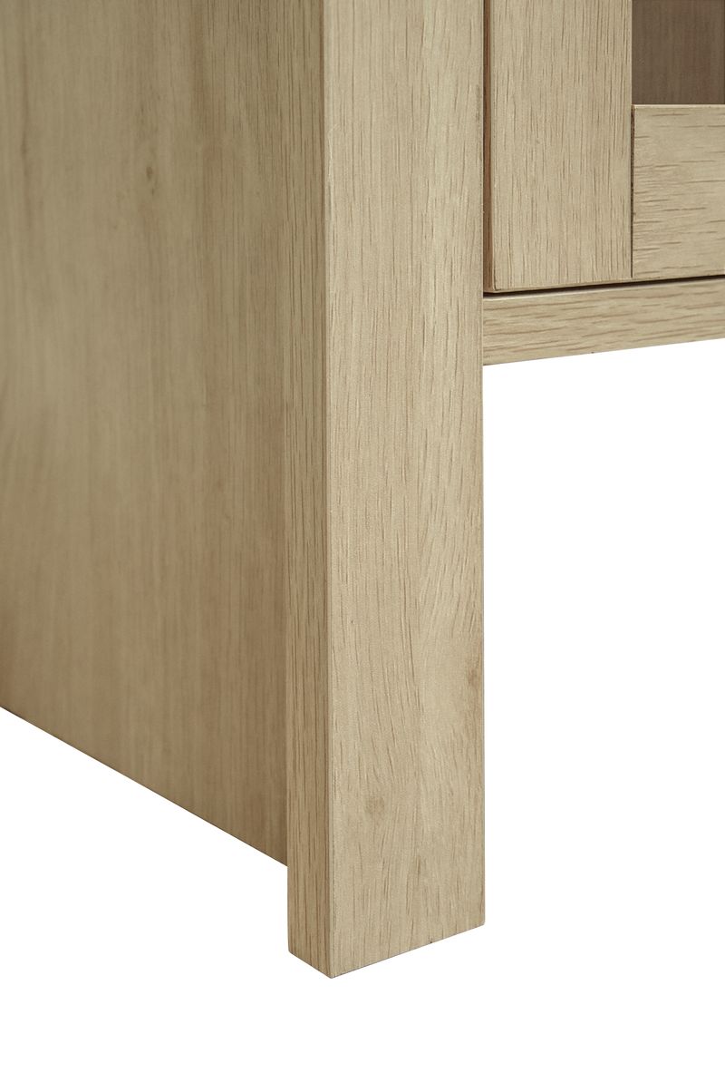 Hochschrank Naturfarben 178cm Mit Acrylglastüren, 2 Schubladen, Bogenförmig_voghion.com