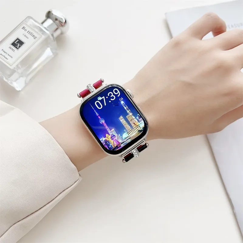 Uhrenarmband für iWatch 42/44/45/46/49 mm 38/40/41 mm PU-Leder Modisches Uhrenarmband für die Uhrenserie Ultra2 Serie 10/9/8/7/6/5/4/3/2/1_voghion.com