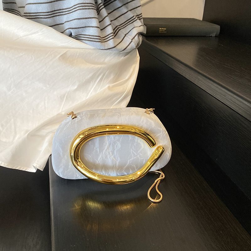 Classic Round Box Clutch Evening Mini Small Bag Metal Handle Chain Single Shoulder Crossbody_voghion.com