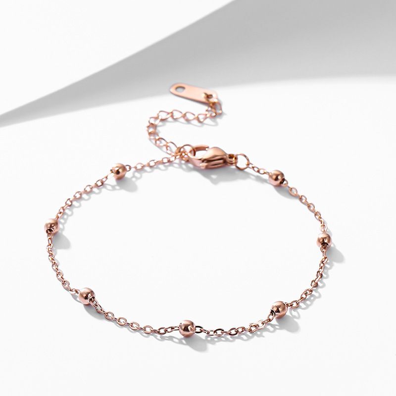 Korean Version Titanium Steel Transfer Bead For Women, Non Fading Rose Wrapped Gold Jewelry, Simple And Versatile_voghion.com