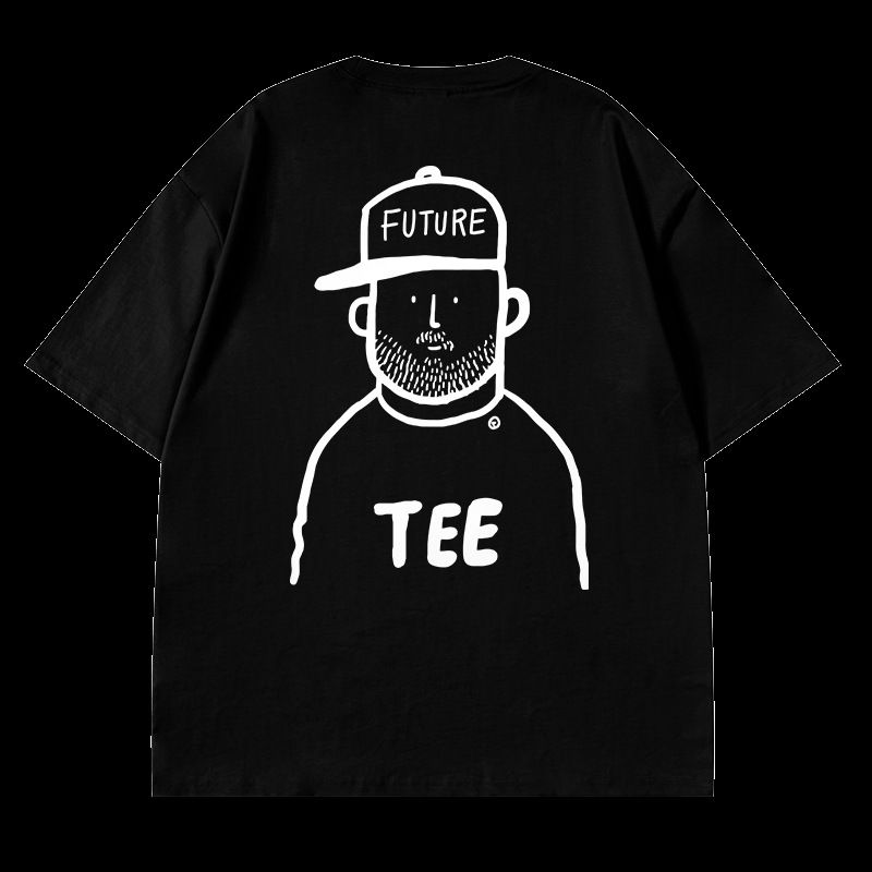 Herrenbekleidung Plus Size High Street Fashion Loses T-Shirt aus reiner Baumwolle, kurze Ärmel, Fett Plus Fünf-Punkt-Ärmel_voghion.com