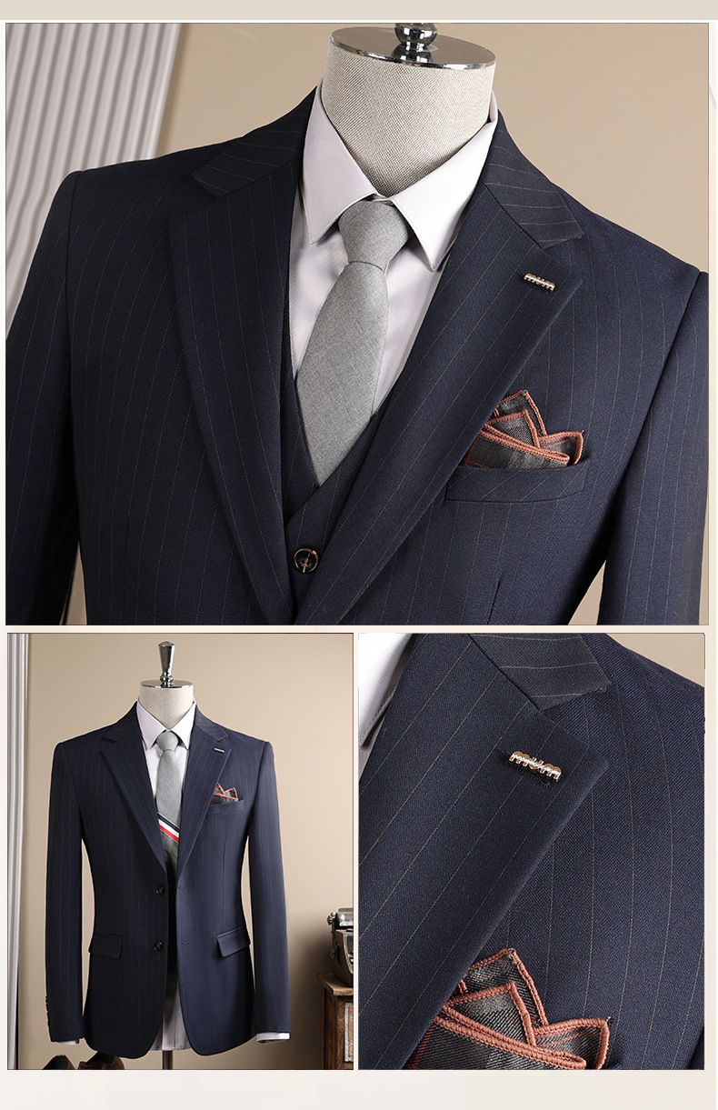 "Hochwertiger gestreifter Herrenanzug – Slim-Fit-Hochzeitsanzug für den Bräutigam und formelle Businesskleidung für Vorstellungsgespräche und Büro"_voghion.com