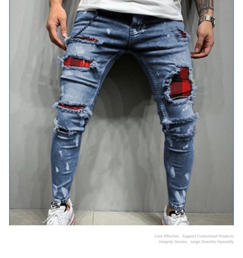 Pantalones vaqueros ajustados con parches desgastados, estilo camuflaje, leggings juveniles._voghion.com