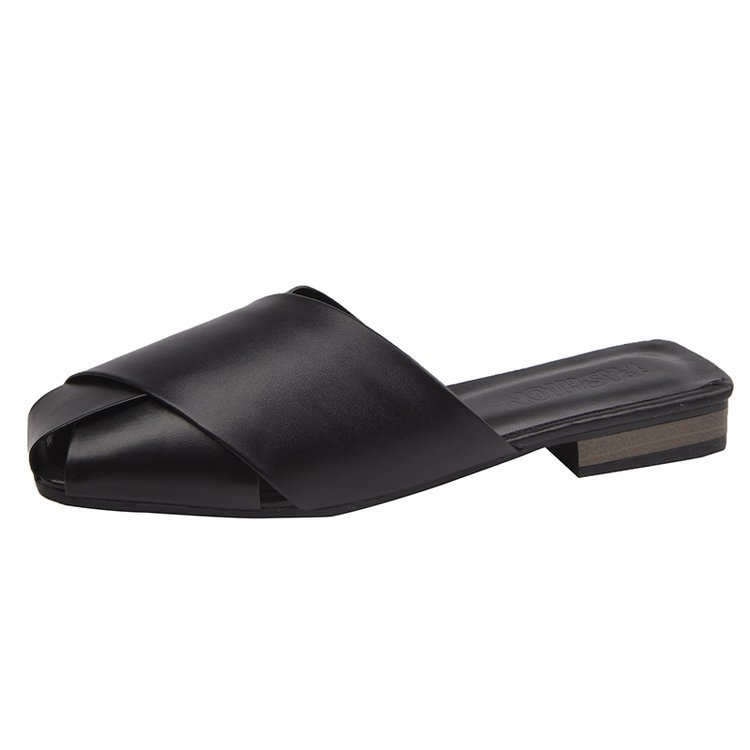Zapatillas de mujer con puntera cubierta y lunares, sandalias con tiras cruzadas de cuero, sandalias con recortes, chanclas de verano 2022_voghion.com