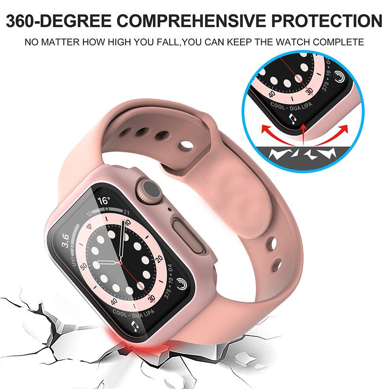 Gehard Glas + Cover Voor Apple Horloge 8 Case 41Mm 45Mm 42Mm 38Mm Pc Bumper screen Protector Iwatch Serie 7 6 5 4 3 Se 40Mm 44Mm_voghion.com