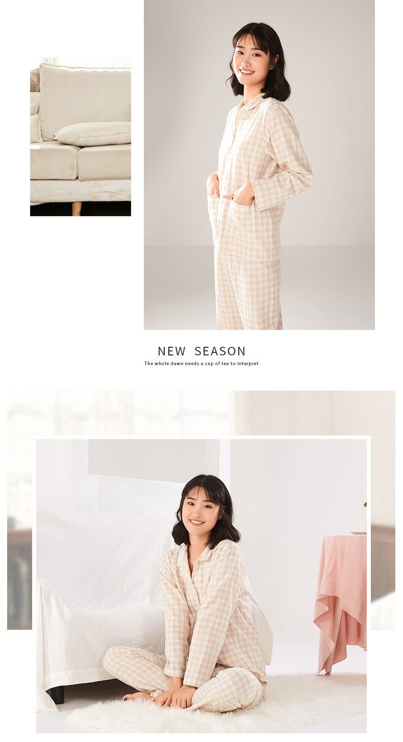 Soft Cotton Plaid Pajama Set For Men & Women - Breathable Long Sleeve Sleepwear With Comfortable Lounge Pants - Couple Matching Homewear_voghion.com