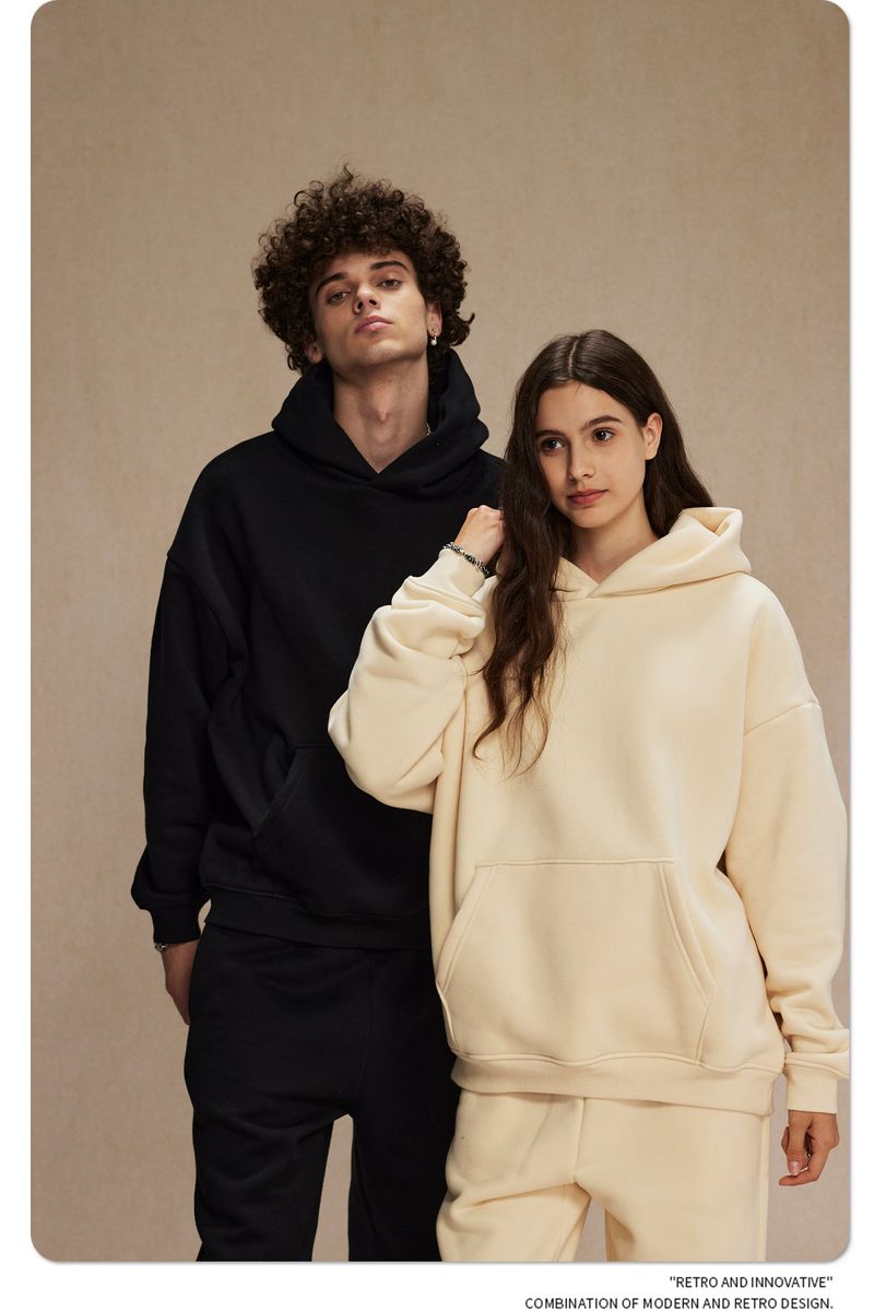 Felpa con cappuccio oversize da uomo in pile con tessuto anti-pilling da 400 g/m², felpa streetwear per l'inverno (disponibile in 12 colori)_voghion.com