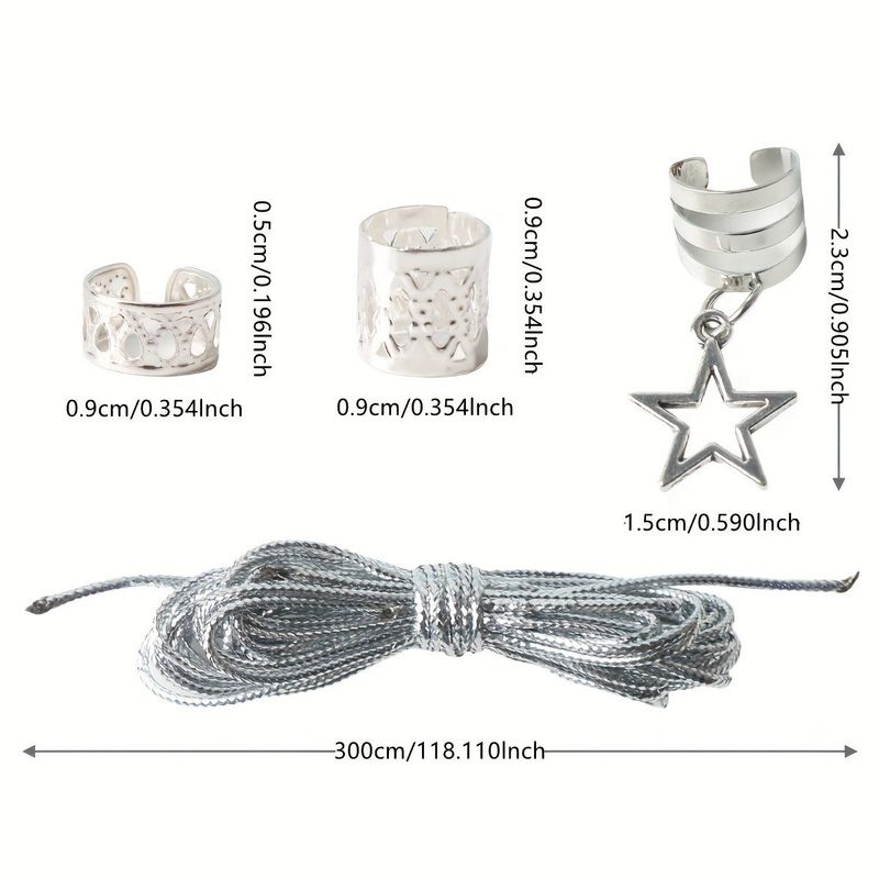 36 pezzi di accessori fai da te per dreadlock per parrucche, i più venduti in Europa e in America, fermagli per capelli da donna con treccia in argento cavo._voghion.com
