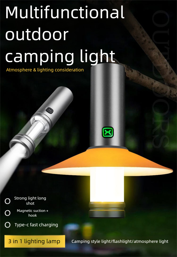 Lange Akkulaufzeit, Mini-Camping-Atmosphäre, tragbare LED-Streifenleuchte, multifunktionale Zeltleuchte für Outdoor-Camping, multifunktionale Zeltleuchte_voghion.com