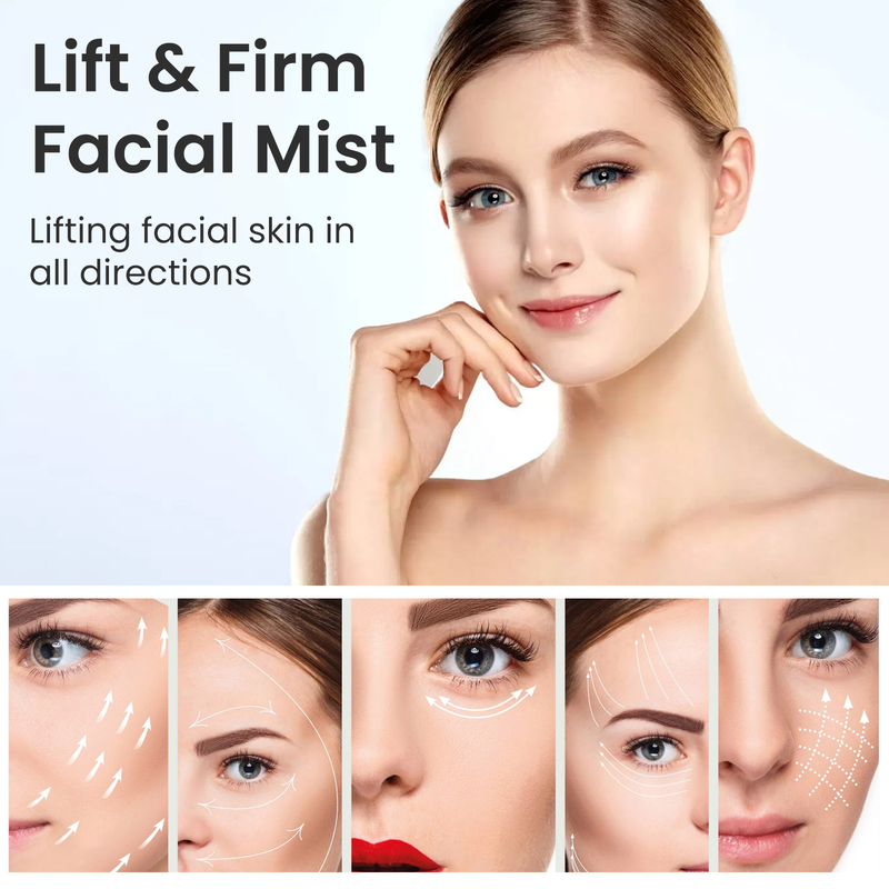 Opstrammende ansigtsspray, smuk ansigtsspray, fugtgivende og foryngende kollagen, fugtgivende og udglattende essensspray_voghion.com