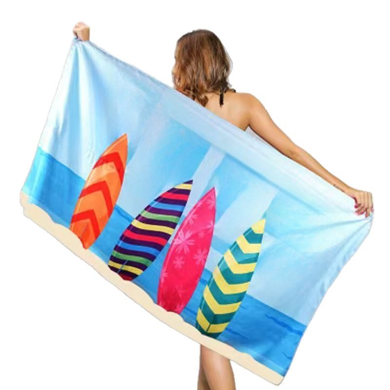 Beach Double-Sided Fleece Absorbent Quick-Dry Sunscreen Bath Swimming Sports Microfiber Towel Thickened_voghion.com