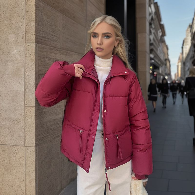 Vestido de pan para mujer, chaqueta corta abrigada, chaqueta acolchada, chaqueta acolchada, abrigo holgado de otoño e invierno, chaqueta acolchada_voghion.com
