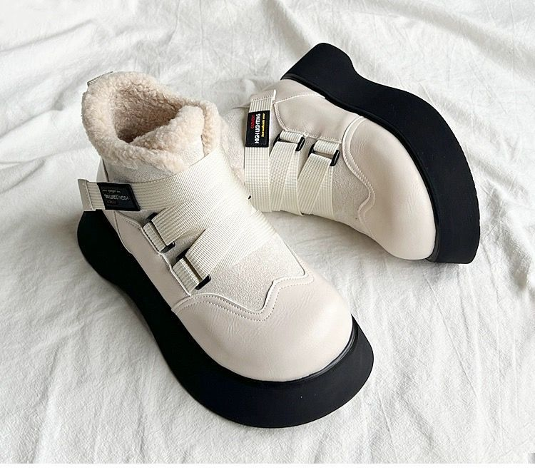 2023 Thick soled elevation matching color warm snow boots and thick female Martin boots non-slip ankle boots Platform snow boots_voghion.com