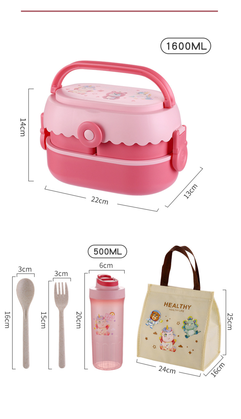 Dopamine Lunch Box Student Lunch Box Office worker Double-layer compartment fresh-keeping box Microwave Heating Lunch Box_voghion.com