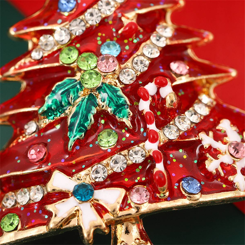 Spilla con albero di Natale da 1 pezzo, spilla con strass intarsiati in smalto, accessori per decorazioni natalizie colorate, spilla con atmosfera festosa, regalo souvenir_voghion.com