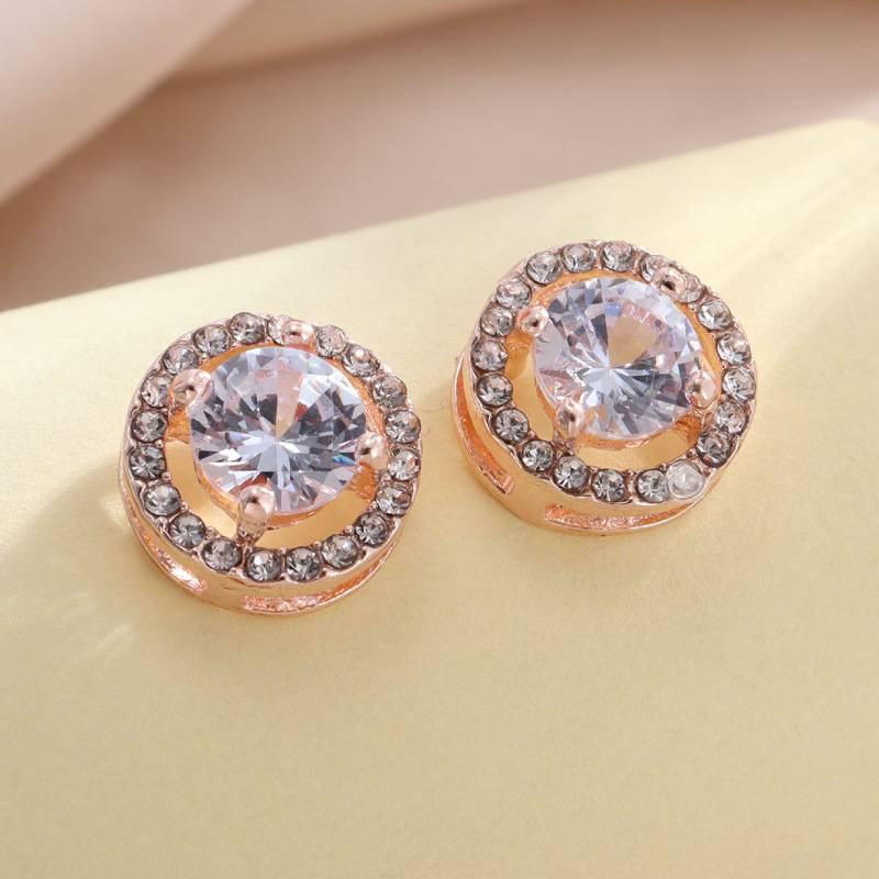 Unisex Jewelry Fashion round diamond stud earrings fashion ladies zircon earrings_voghion.com